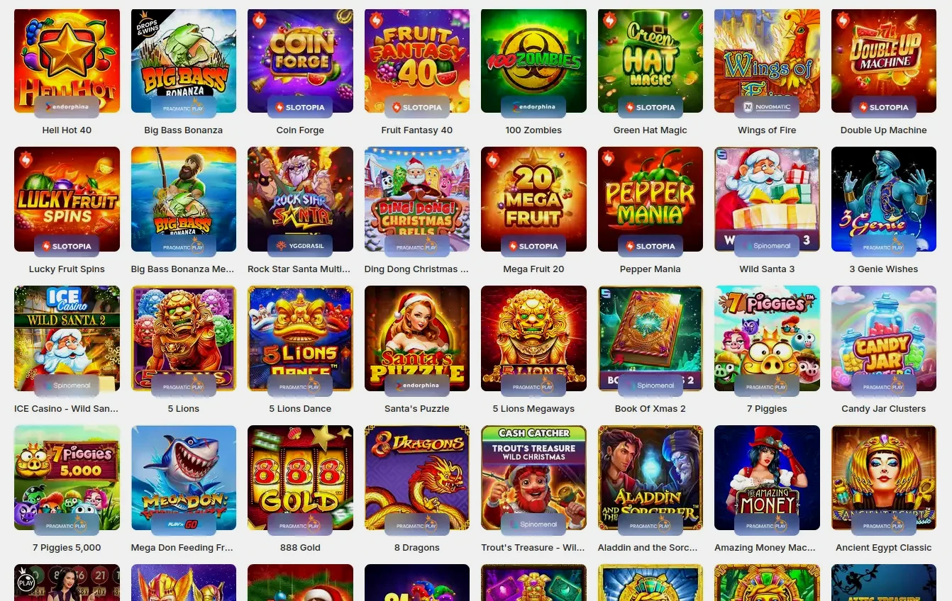 Piperspin online casino lobby na het inloggen